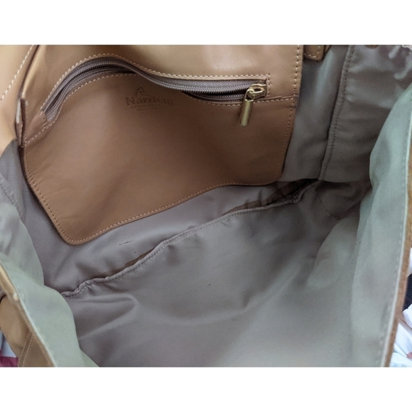 Nardelli Italian Leather Tan Perforated Satchel - Picture 8 of 15